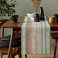 Farmhouse Linen Table Runner Rustic Barn Wood Ombre Kitchen Dining Decor