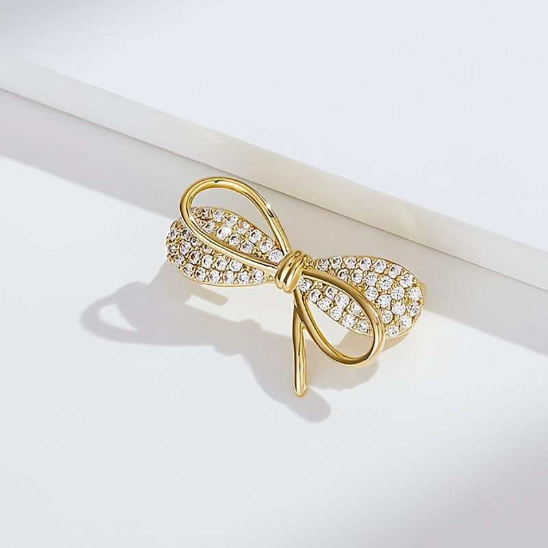 Bowknot Rhinestone Brooch Collar Decoration Pin Fix Clothes Accessories
