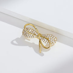 Bowknot Rhinestone Brooch Collar Decoration Pin Fix Clothes Accessories