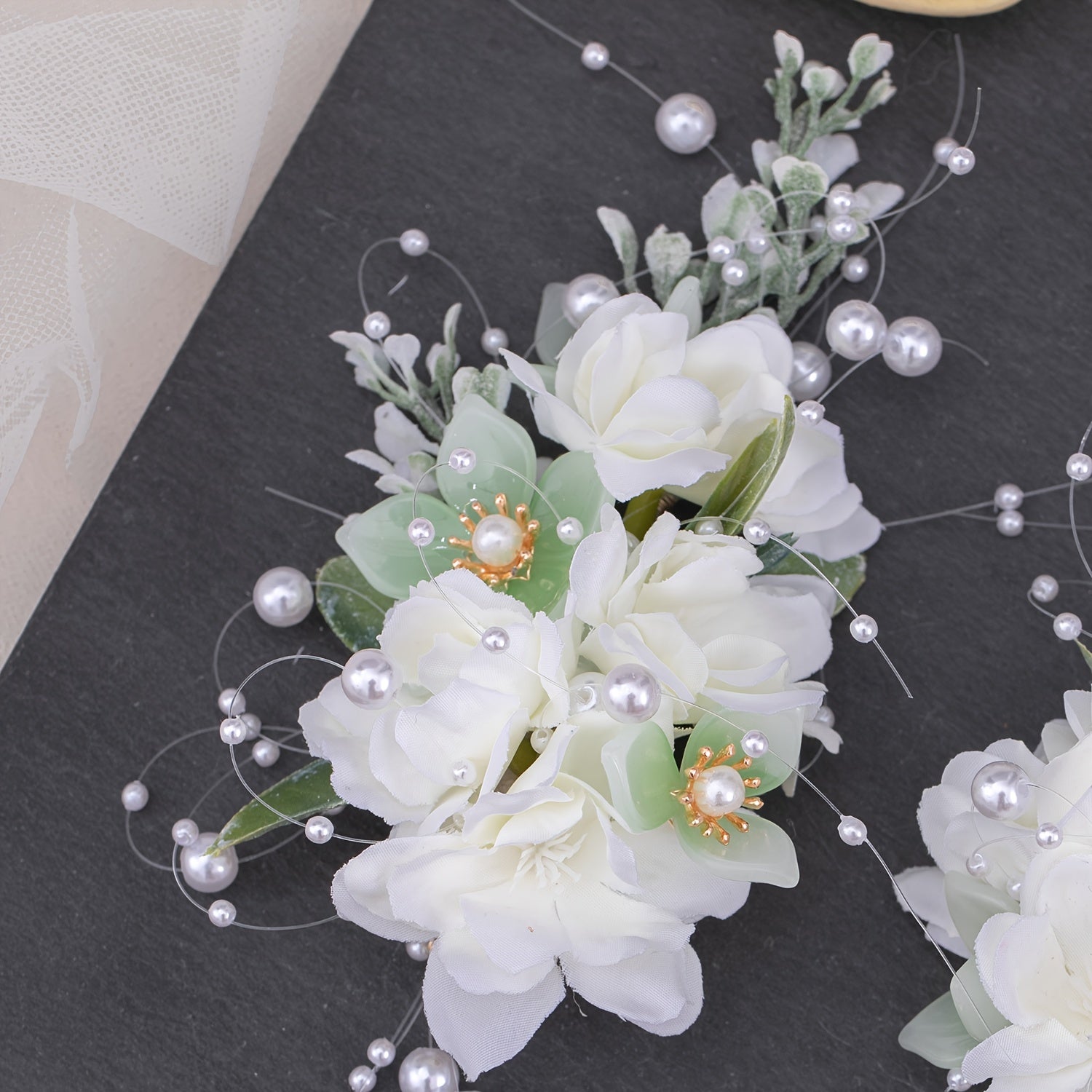 2pcs Flower & Tassel Hair Clip Faux Pearl Barrette Headwear