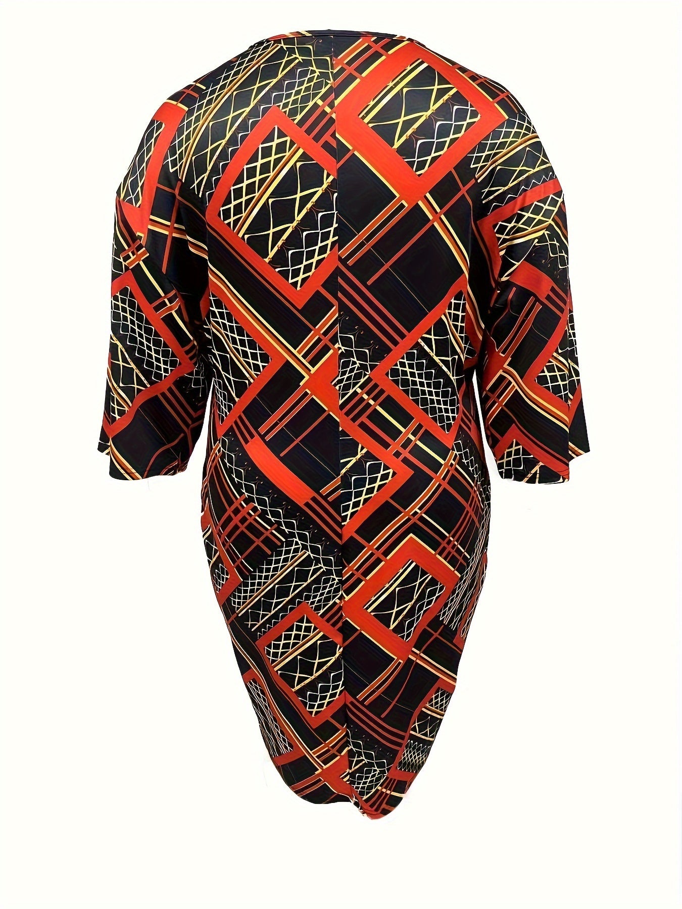  Geometric Print Half Sleeve Dress