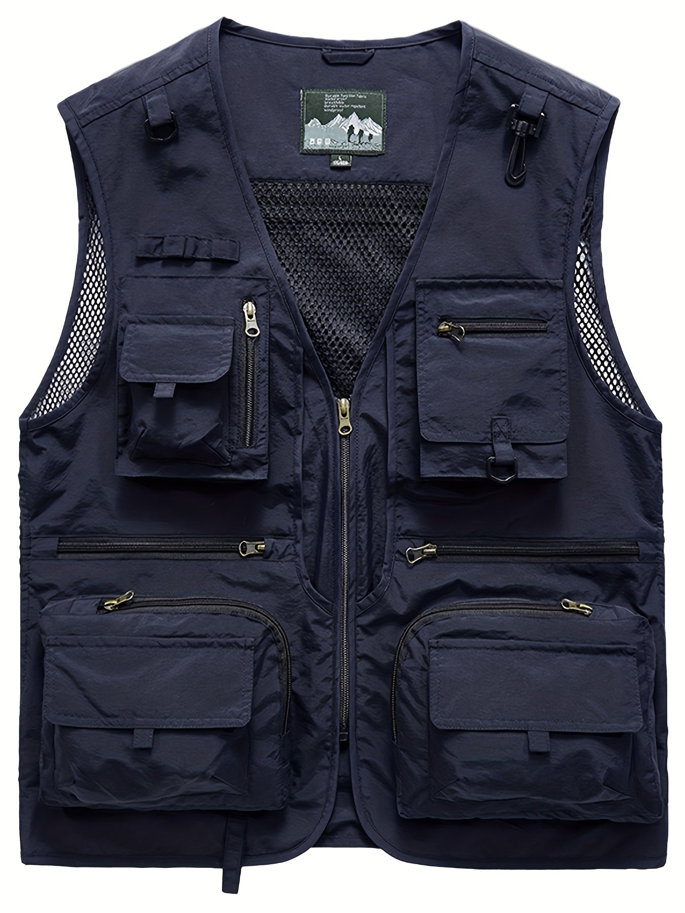 Men's Breathable Mesh Zip Up Cargo Vest for Fishing Hiking Trekking