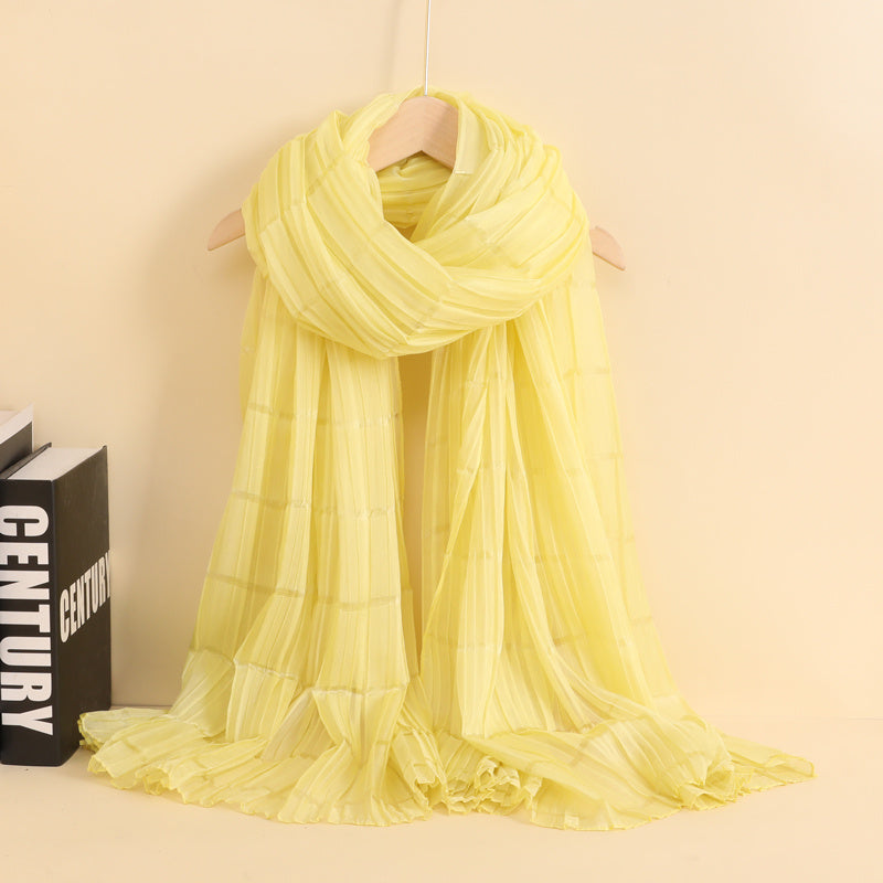 Womens Linen Crinkle Long Soft Scarves Wraps Voile Solid Shawls Scarf
