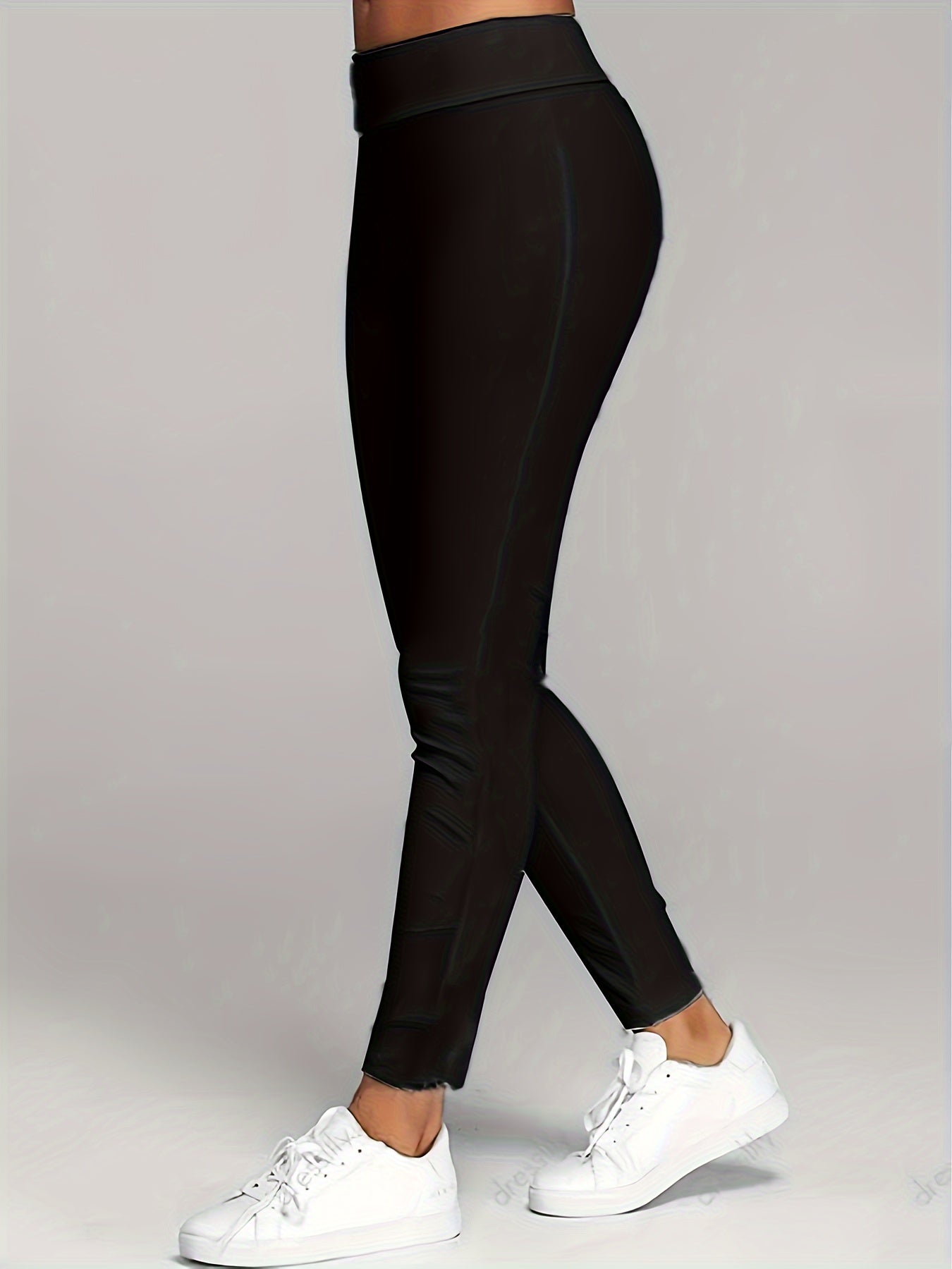 Solid V Neck Top & High Rise Leggings 2 Piece Set