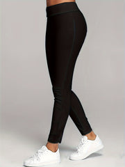  Solid V Neck Top & High Rise Leggings 2 Piece Set