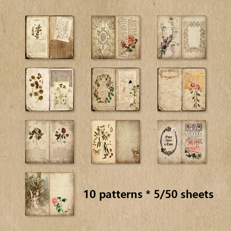 Vintage Style DIY Scrapbooking Paper 50 sheets
