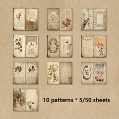 Vintage Style DIY Scrapbooking Paper 50 sheets