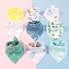 Assorted Cartoon Print Baby Bibs for Boys Girls, Pack of 2, 3, or 5