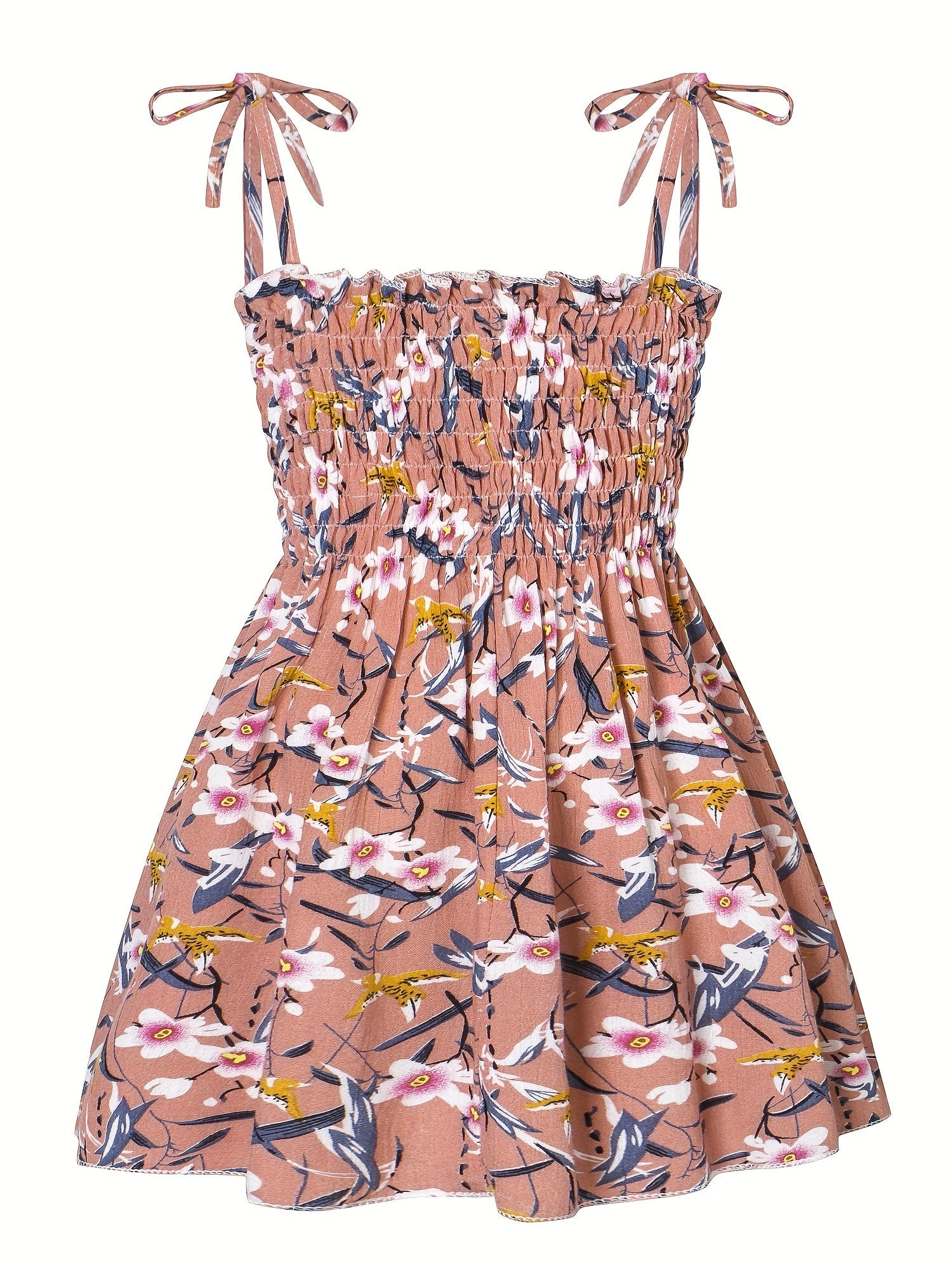 Leopard Lace Up Shirred Beach Cami Dress