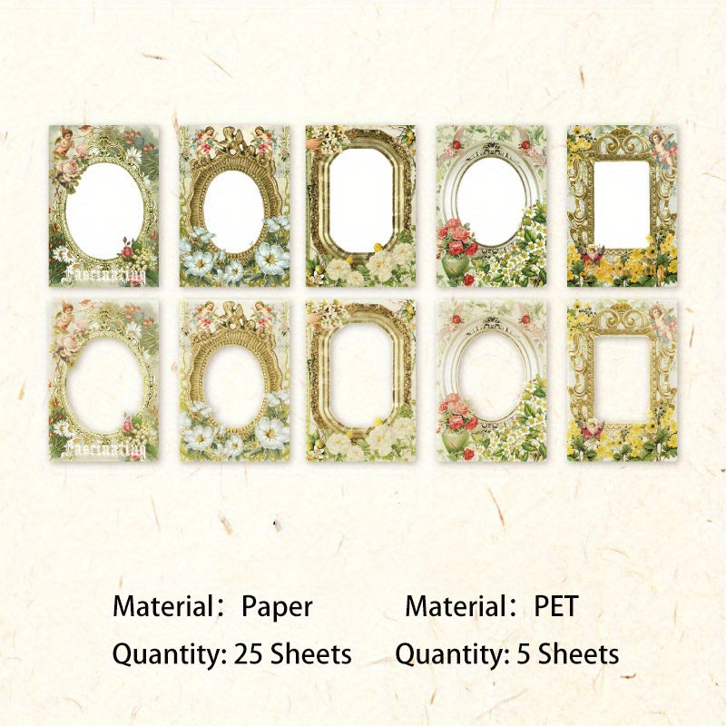 30 Sheets Retro Border Washi Paper For Scrapbooking DIY Decorative Collage