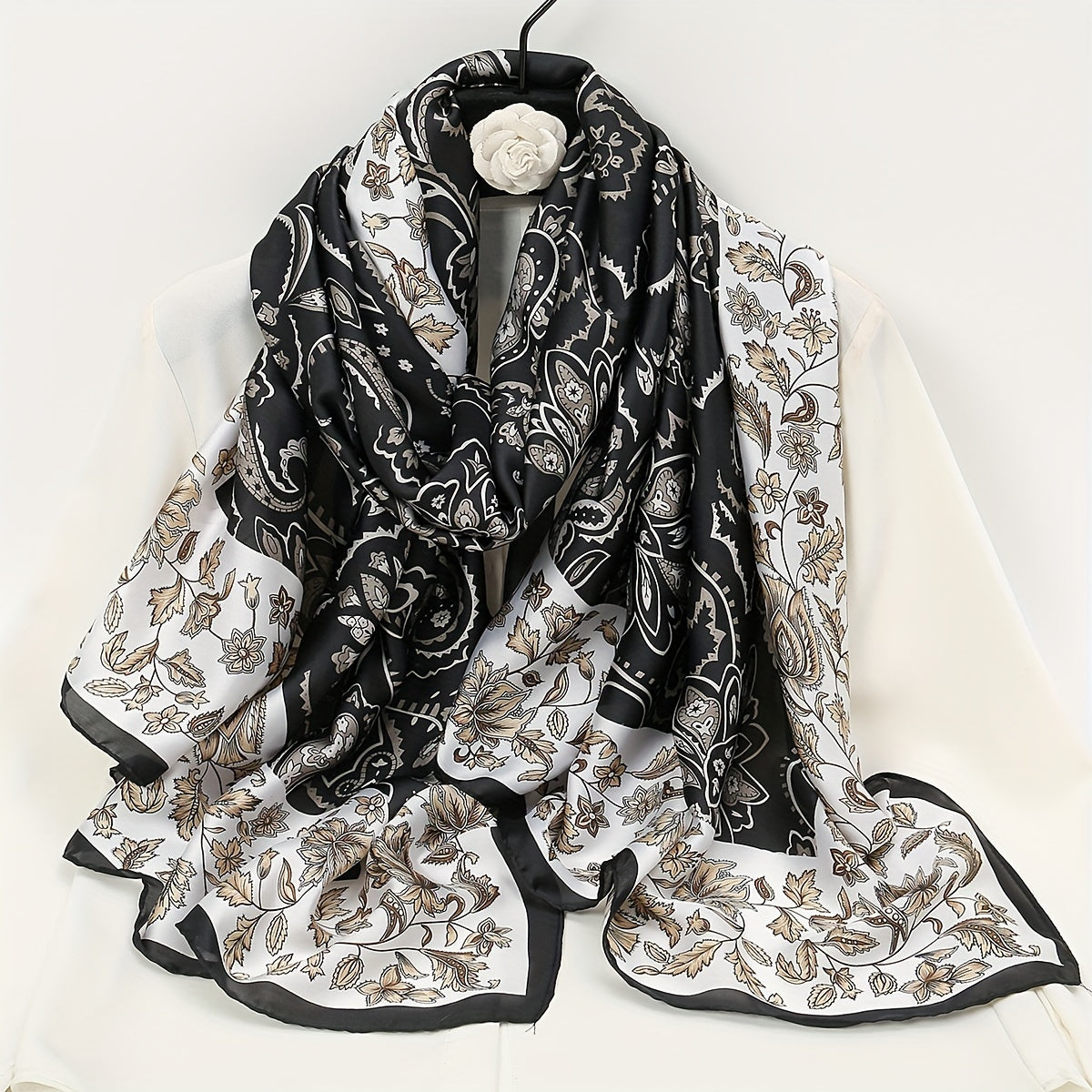 Paisley Print Satin Scarf Large Shawl Bandana Head Wrap