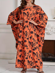 Floral Print Maxi Kaftan Dress Plus Size