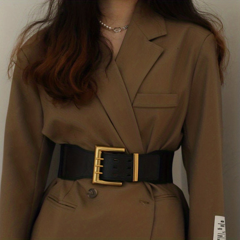 Vintage PU Leather Wide Belt For Women