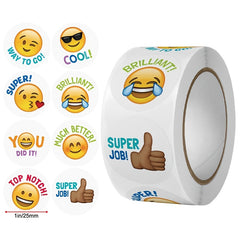 500 Happy Smile Stickers Roll Teacher Reward Decorative Label Sealing Stickers