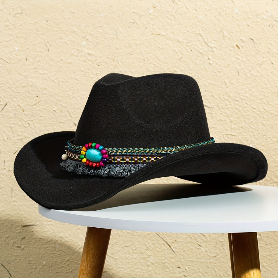 Jazz Hat With Upturned Tassels Edge Top Hat