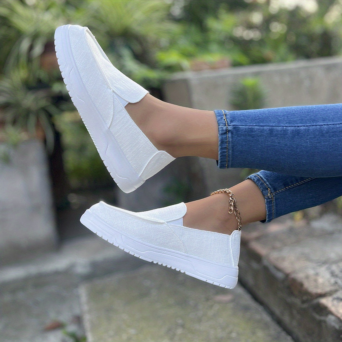 Women's Canvas Slip On Sneakers Lightweight Walking Shoes