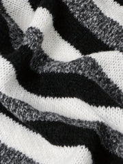  Colorblock Stripe Lantern Sleeve Cardigan