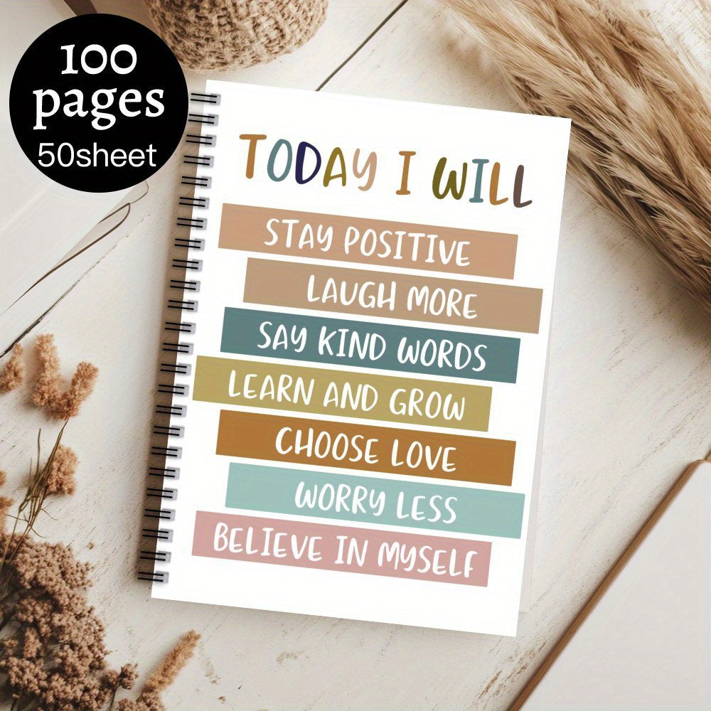 Inspirational Spiral Coil Notebook 100 Pages Motivational Quotes Gift