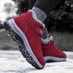 Warm Snow Boots Hook & Loop Winter Keep Warm Boots Comfort Flat Walking Boots