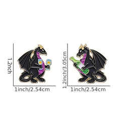 Dragon Wine Enamel Pins Funny Animal Drinking Pattern Brooches Lapel Badges