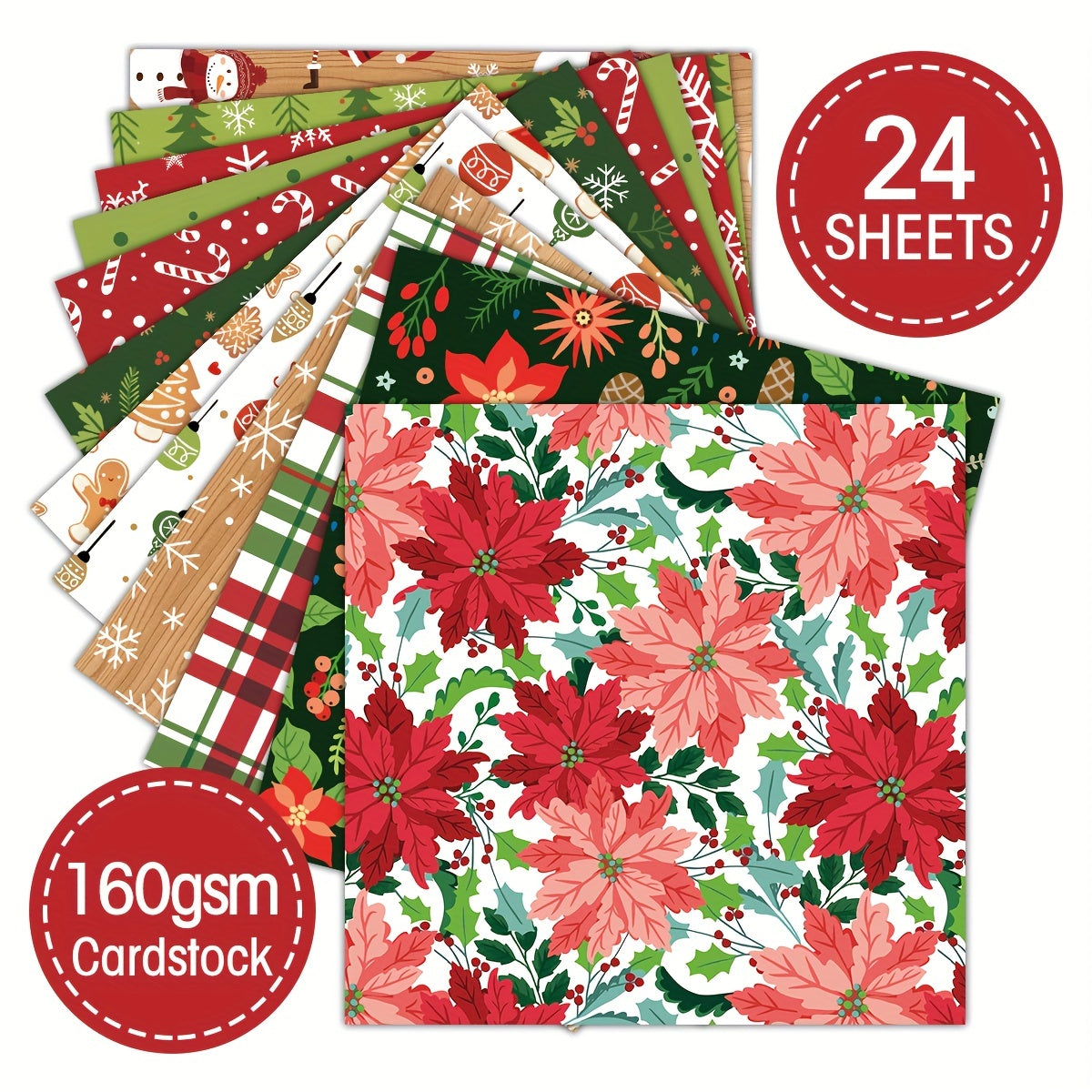 Christmas Scrapbook Paper Pad - 24 Sheets - 6x6 Pack