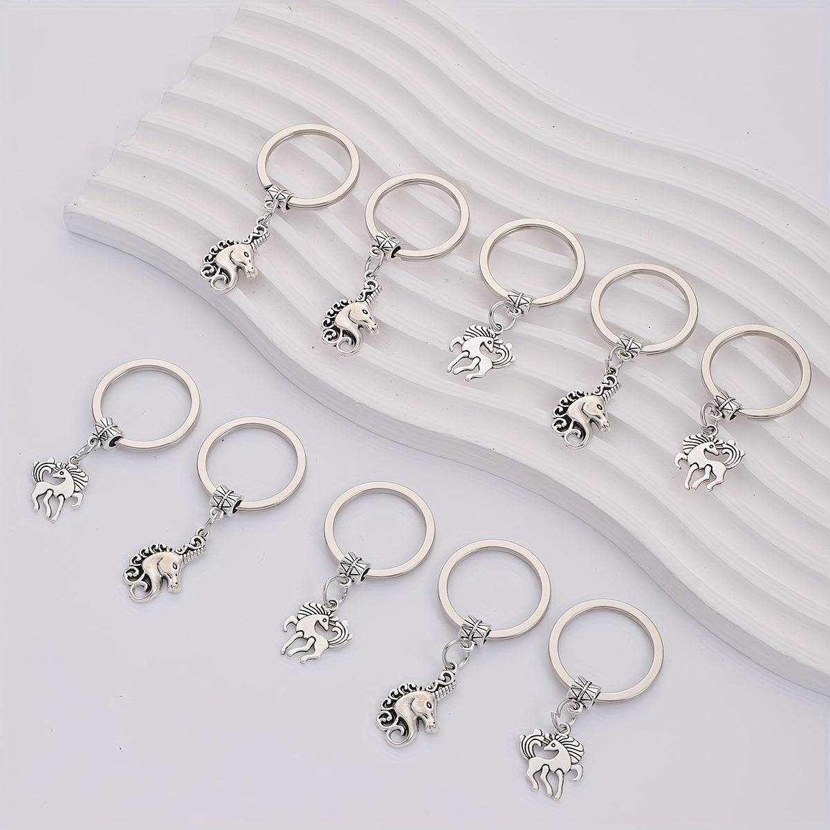 10pcs Alloy Pony Unicorn Keychain Men Business Case Bag Accessories Pendant Gift