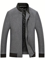 Men's Woolen Coat Casual Long Sleeve Cotton Thickened Jacket