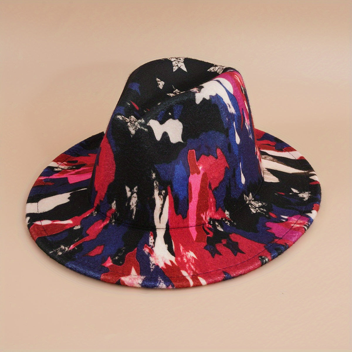 Cartoon Graffiti Print Fedora Cap Western Windproof Cowboy Hat
