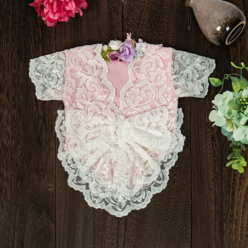 2Pcs Baby Girl Lace Costume Photo Props Newborn Clothes
