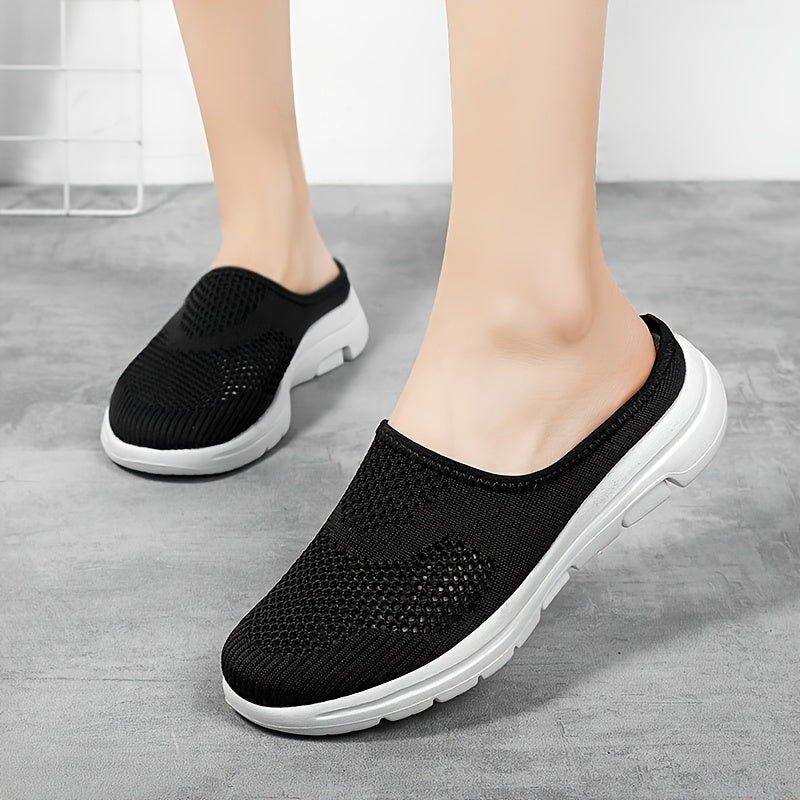 Women's Mesh Hollow Out Slip On Mules Flat Casual Shoes