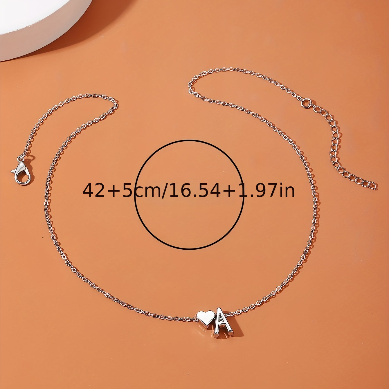 Silver Love 26 Letter Necklace With Heart Pendant Clavicle Chain
