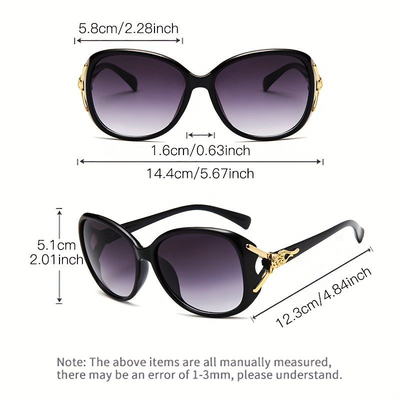 Round Frame Sunglasses Gradient Lens Metal Fox Decor Glasses UV400