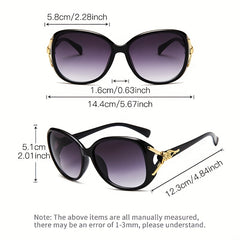 Round Frame Sunglasses Gradient Lens Metal Fox Decor Glasses UV400