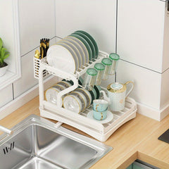 2-Tier Dish Drying Rack Large Capacity Kitchen Countertop Dish Rack