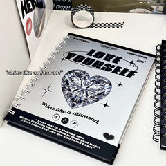 Artificial Diamond Notebook Student Coil Notepad Blank Page 50 Sheets