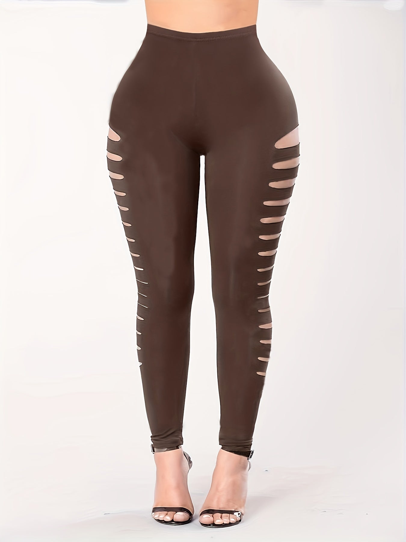  Solid Cut Out Side High Stretch Leggings