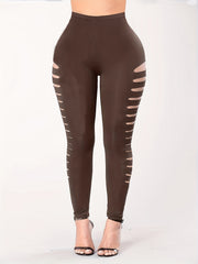  Solid Cut Out Side High Stretch Leggings