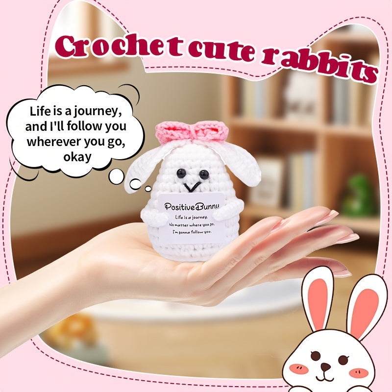 Positive Bunny Crochet Bunny with Pink Bow Perfect Gift for Women Friends Easter