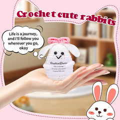 Positive Bunny Crochet Bunny with Pink Bow Perfect Gift for Women Friends Easter