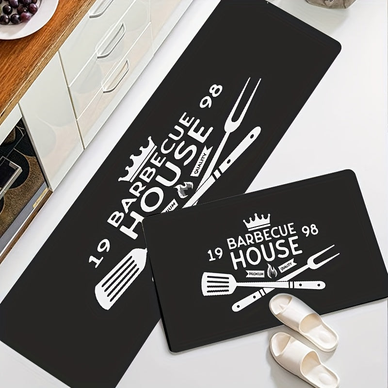 Minimalist BBQ House Rug Letter Pattern Washable Carpet for Home Decor