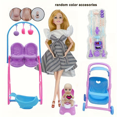 Stylish Pregnant Mom Belly Toy Set with Stroller Seat & Accessories