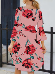  Boho Dress Women's Plus Floral Print Pleated Dress