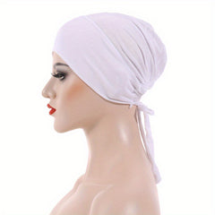 Drawstring Lace Up Turban Soft Hijab Hat Inner Cap Women Headwraps