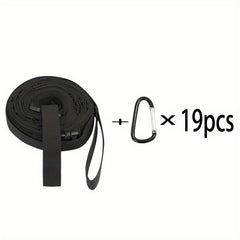 19 Hooks Carabiner Tent Lanyard Camping Clothesline & Storage Belt