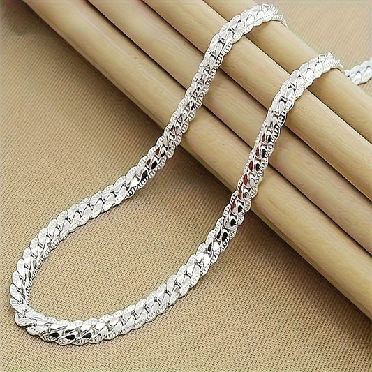 Embossed Cuban Chain Necklace Stainless Steel Women's Jewelry