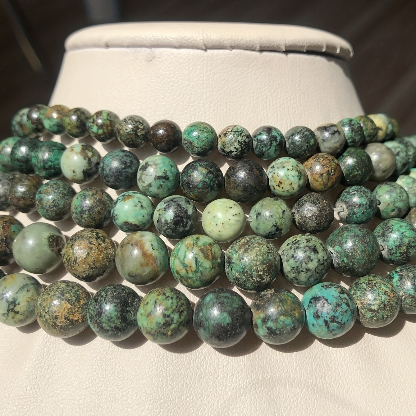African Turquoise Round Loose Beads - 15 In