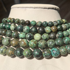 African Turquoise Round Loose Beads - 15 In