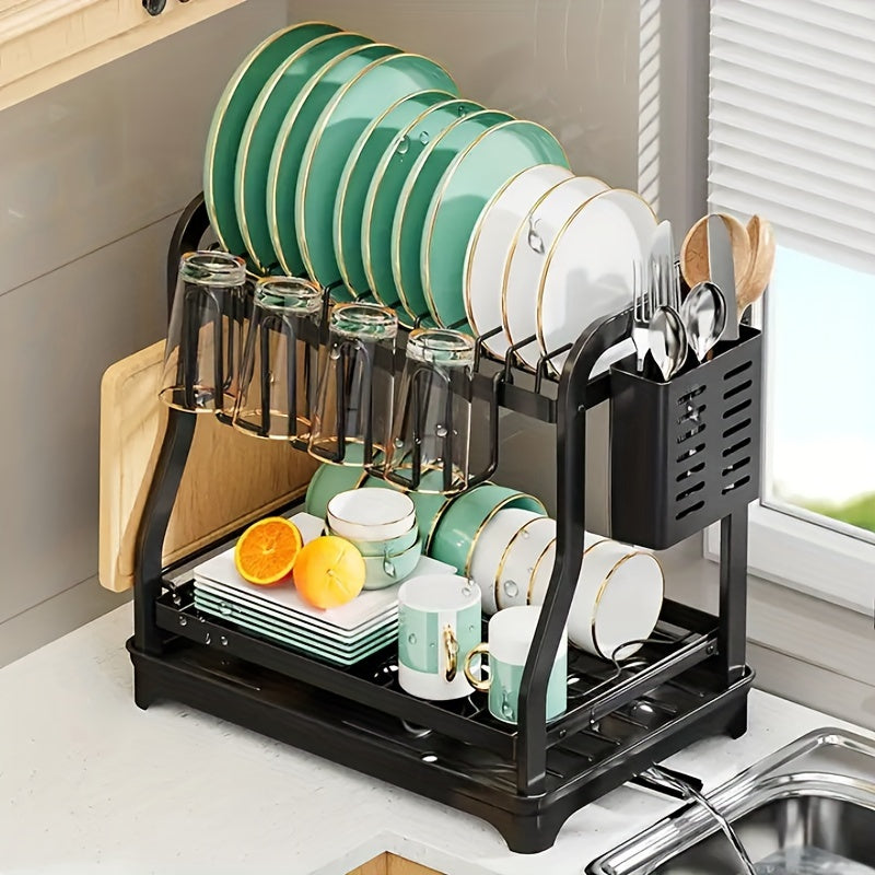Double Layer Storage Rack with Cutting Board