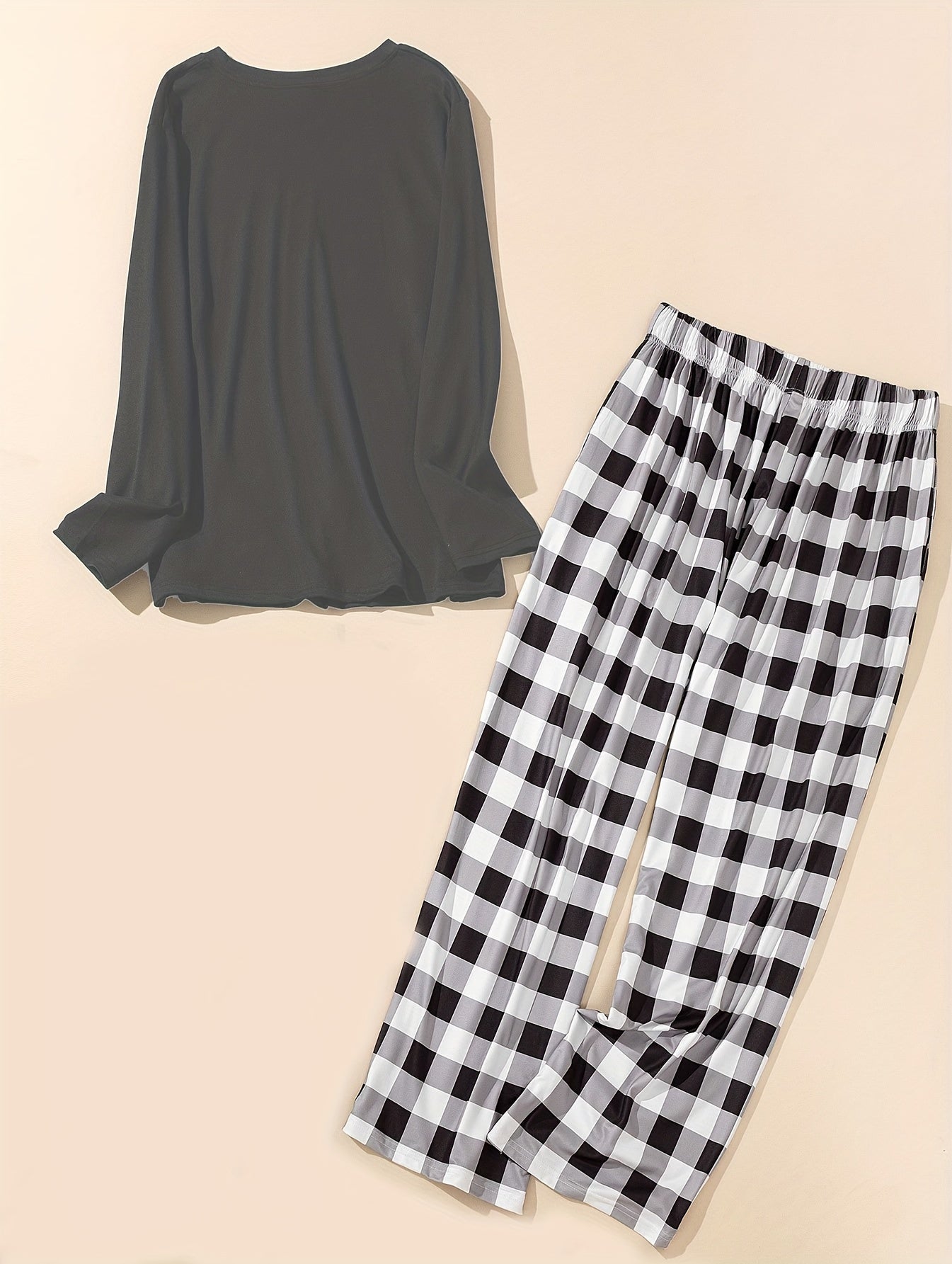  Christmas Lounge Set Women's Plus Slogan Tee Plaid P
