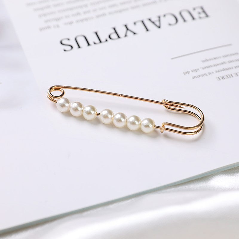 Anti-slip Faux Pearl Cardigan Buckle Waist Pin